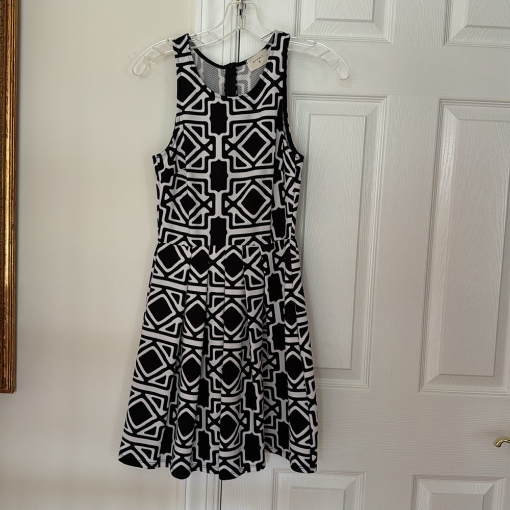 Black and White Geometric Pattern Dress